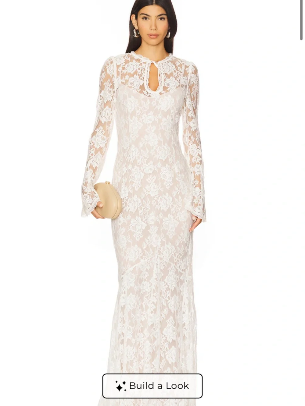 Stone Cold Fox White Lace Maxi Dress with Keyhole Neck - Picture 1 of 3